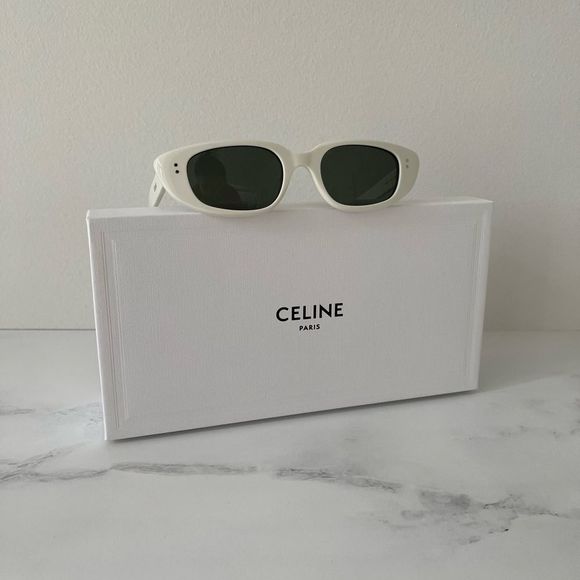 CELINE EYEWEAR  Oval acetate sunglasses white - Picture 9 of 9